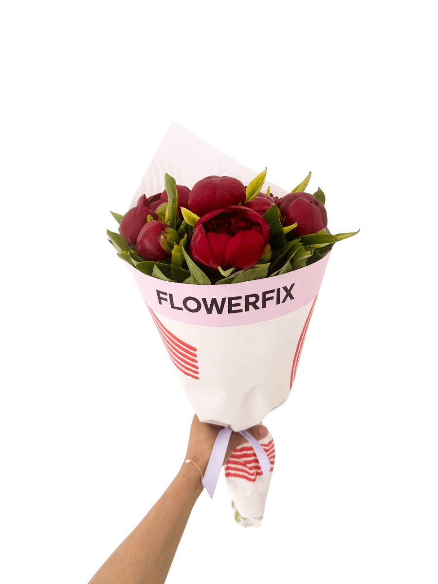 red peonies flower delivery uk - flowerfix