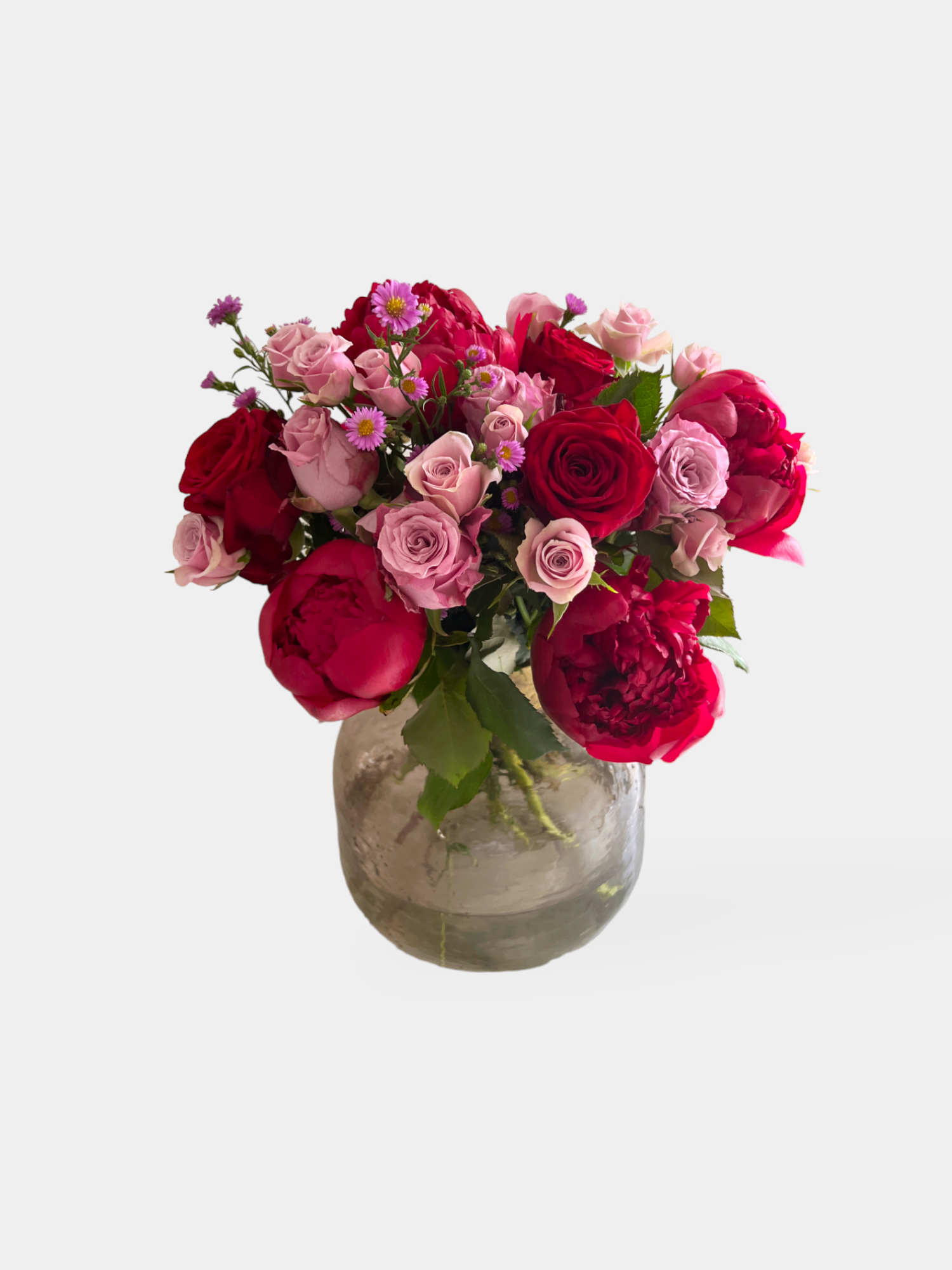 Red Peony and Red Roses Bouquet